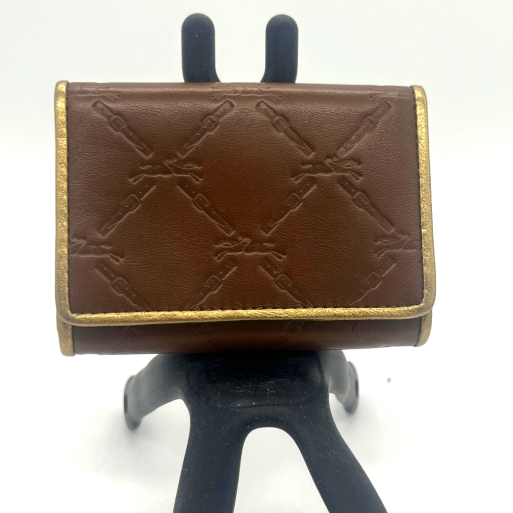 Longchamp Leather Wallet with Gold-Tone Frame - collectible